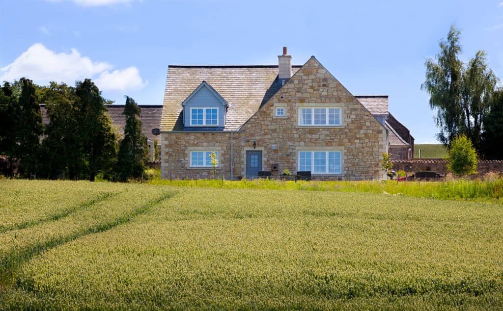 Country style timber frame home front exterior
