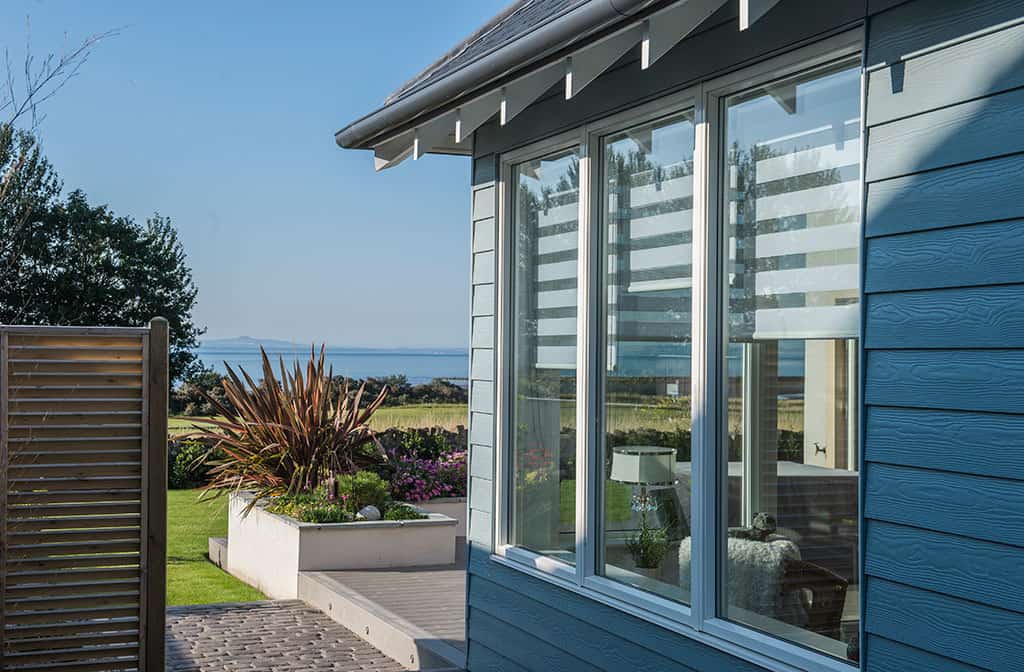 Timber cladding detail with room view