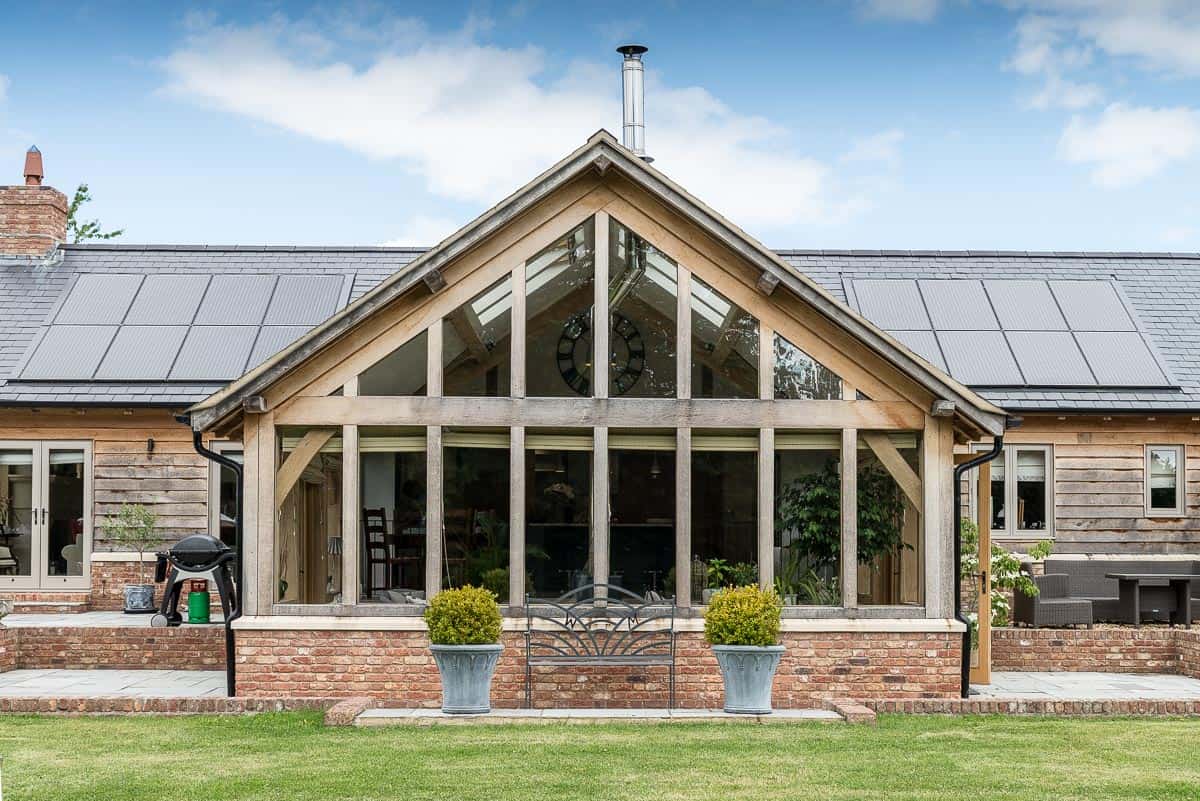 Glazed oak gable exterior detail