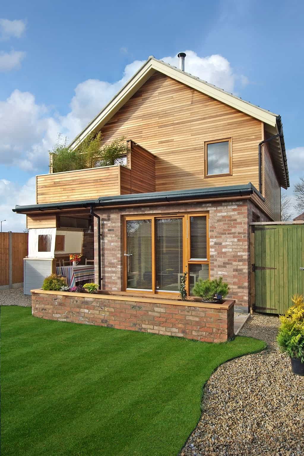 Contemporary timber frame home with classic design details
