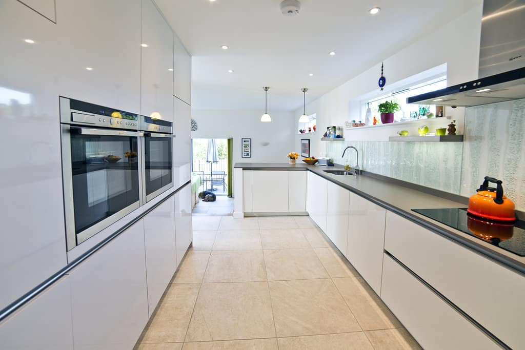 Modern galley kitchen interior