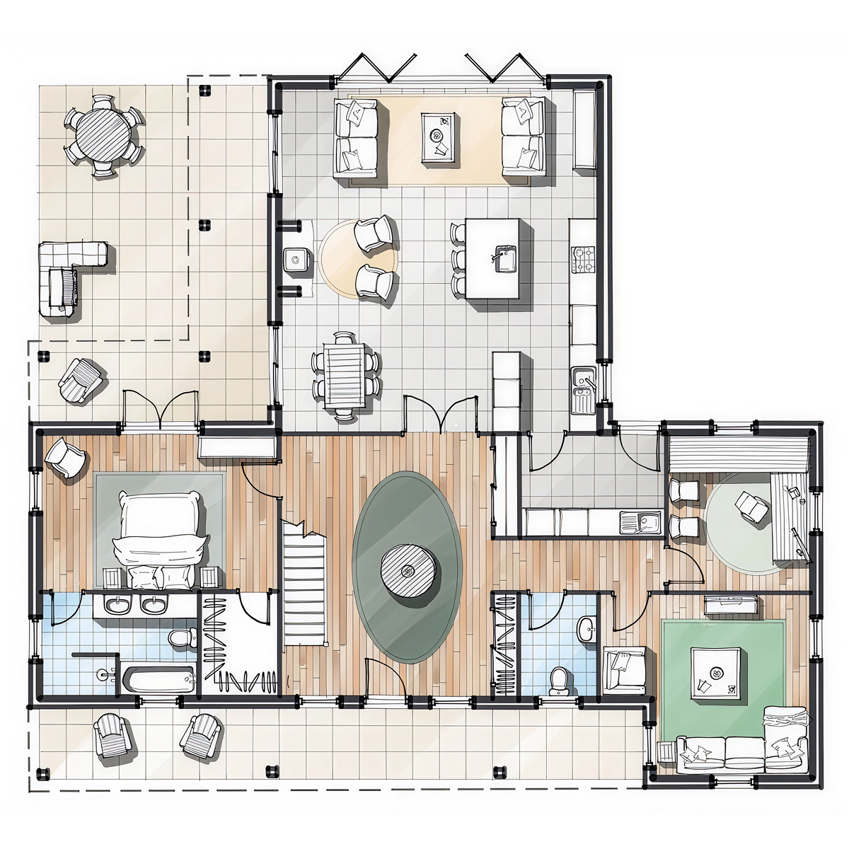 NE.03 timber frame house – floor plan
