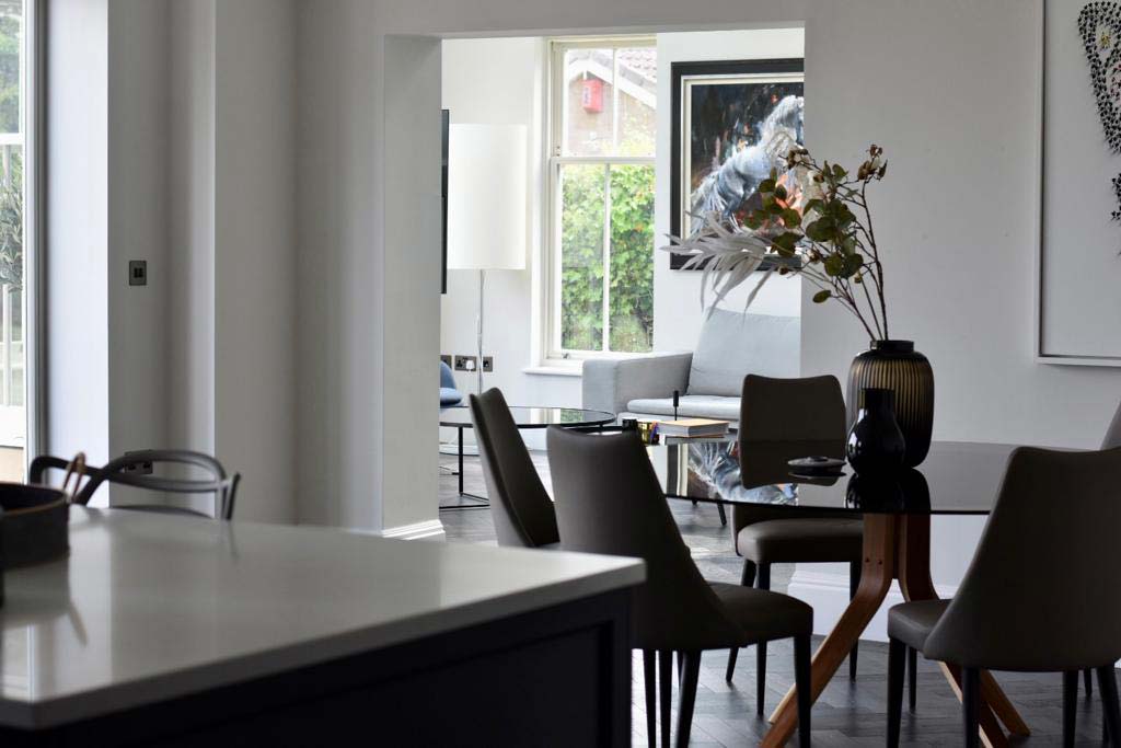 Open plan living and dining interior