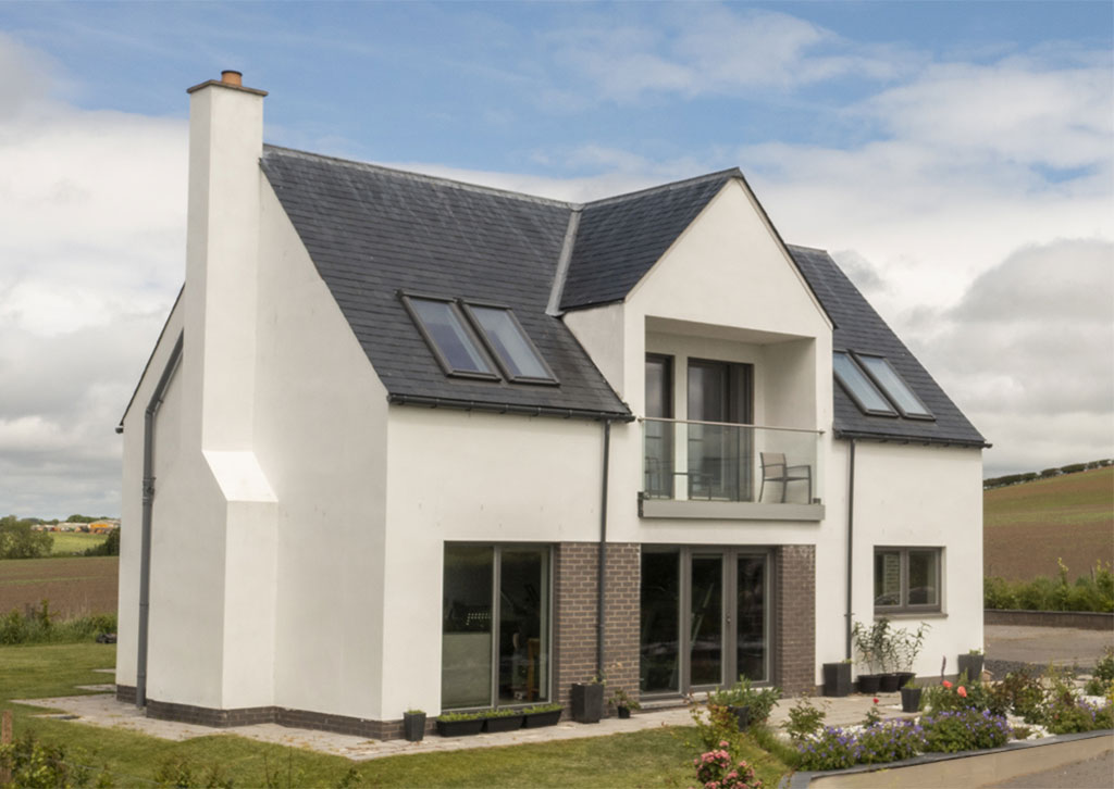 Completed timber frame self-build home exterior