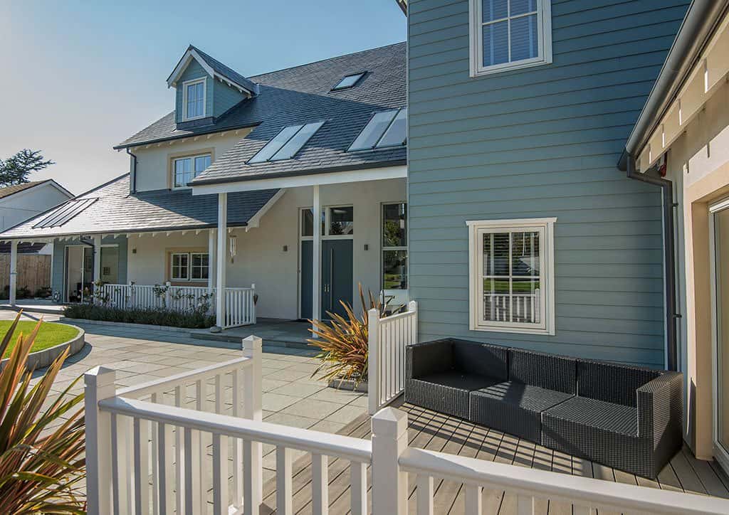 New England style timber frame home exterior