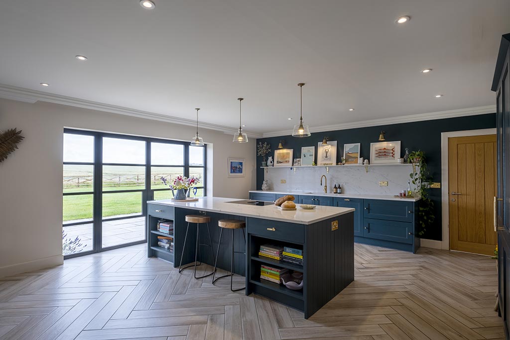 Spacious family kitchen interior in a timber frame self-build