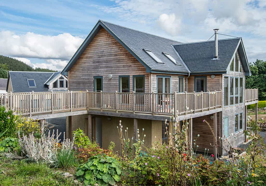 The Larch House timber frame home exterior