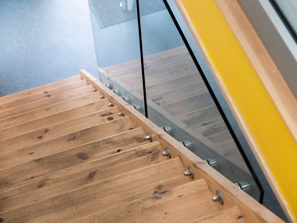 Timber staircase with matching handrail
