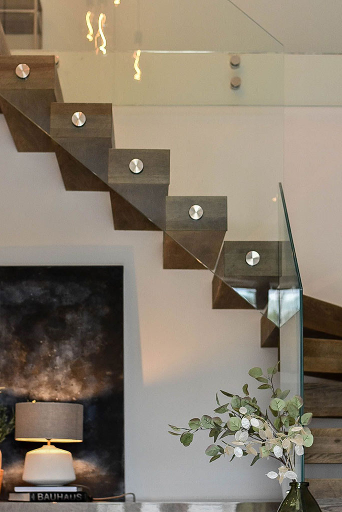 Bespoke staircase with timber treads and balustrade