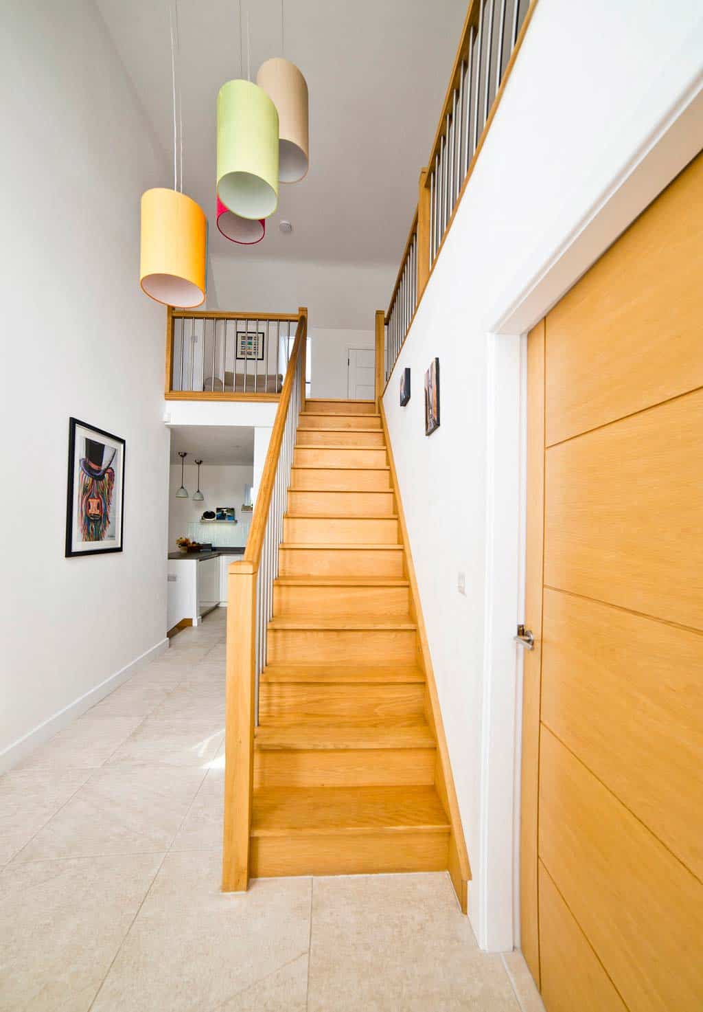 Hall stairs timber frame interior detail
