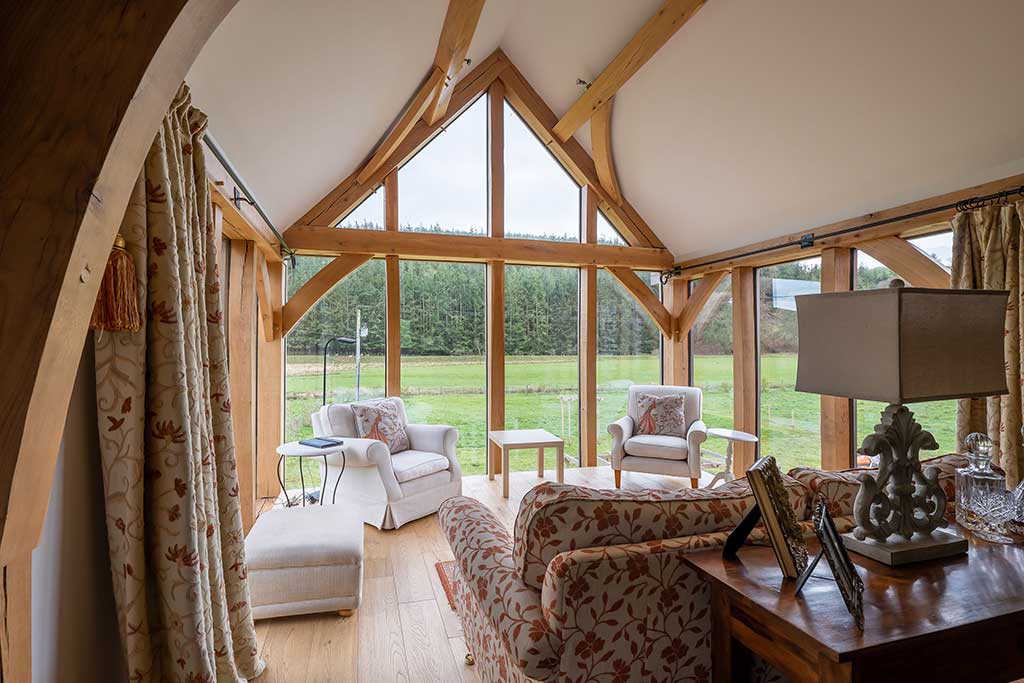 Oak frame sitting area interior
