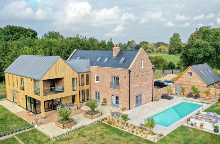 Modern timber frame house