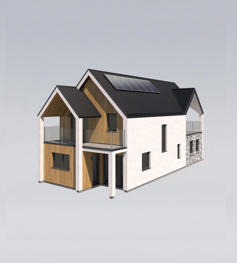 Exterior view of a Fleming Homes timber frame self-build