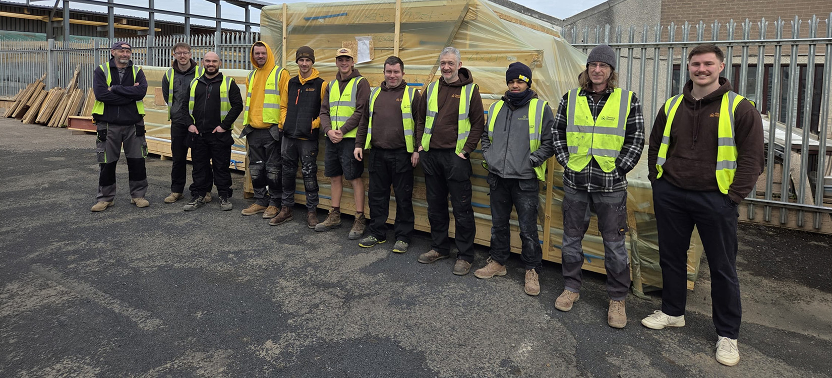 Timber frame panels delivered to site for a self-build home in Ayr