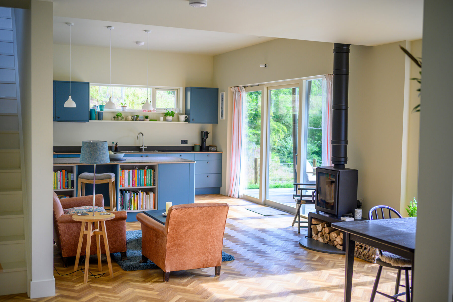 Open-plan kitchen and living space inside The Quarry self-build home